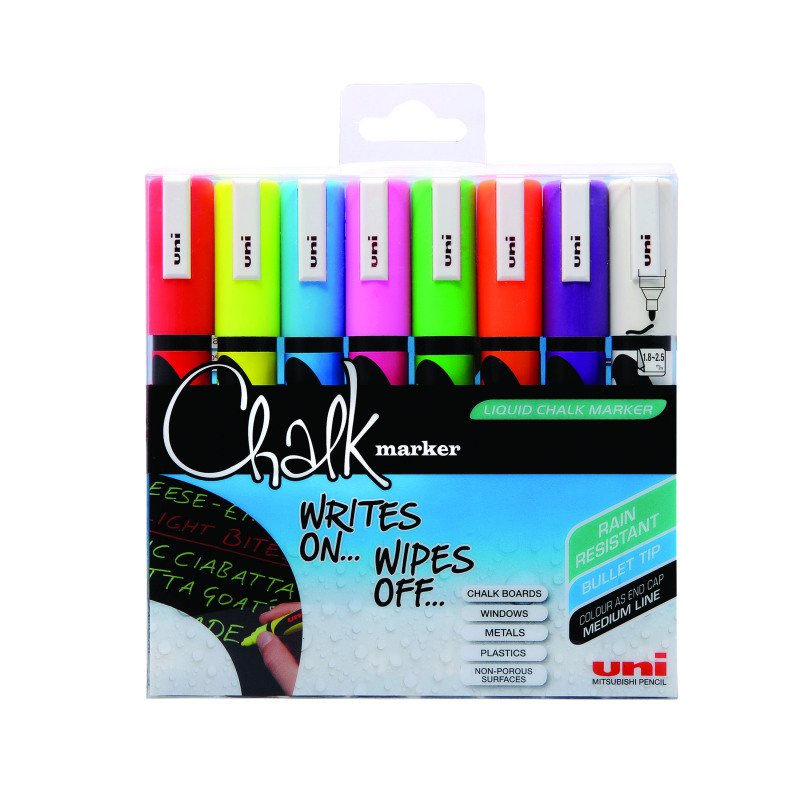 Uni-Ball+UniChalk+Chalk+Marker+Medium+Assorted+%28Pack+of+8%29+153494341