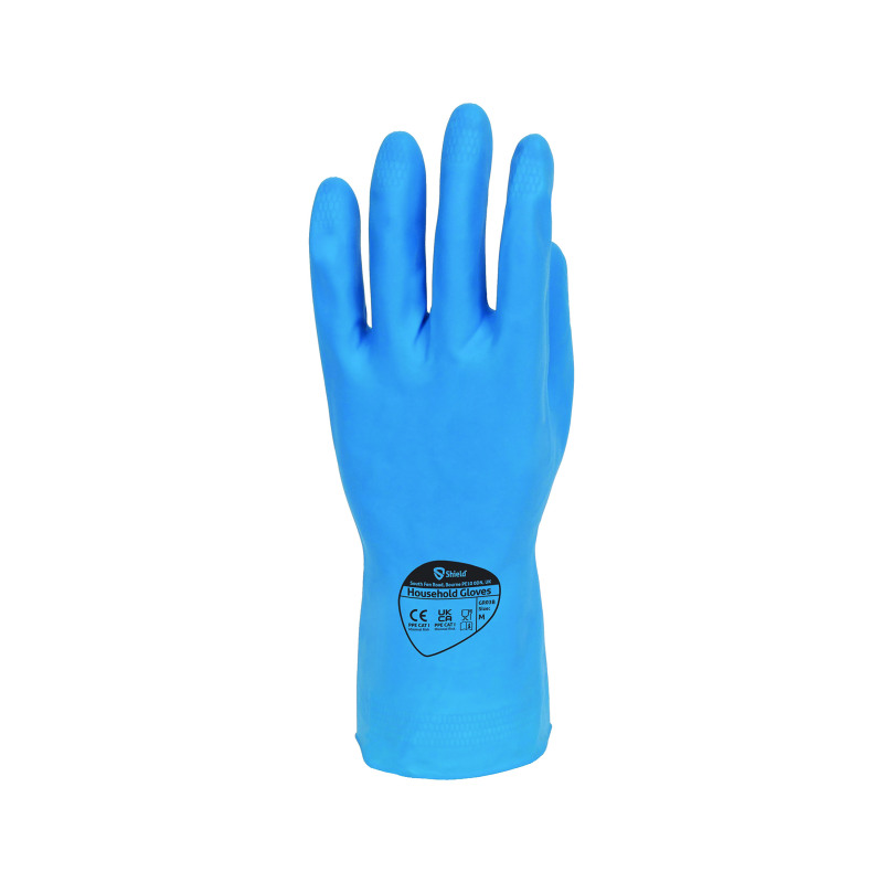 Shield+Rubber+Household+Gloves+0.33mm+30cm+Pairs+Medium+Blue+%28Pack+of+12%29+GR03G12