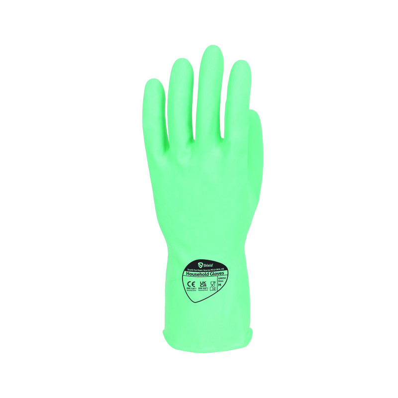 Shield+Rubber+Household+Gloves+0.33mm+30cm+Pairs+Medium+Green+%28Pack+of+12%29+GR03G12