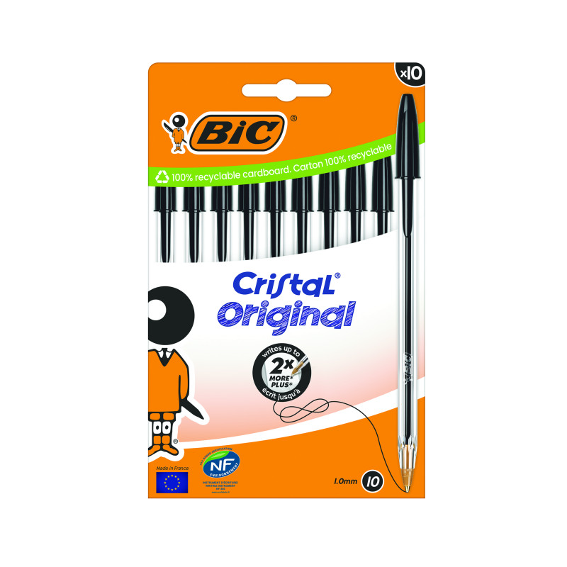 Bic+Cristal+Ballpoint+Pen+Medium+Black+%28Pack+of+10%29+516353