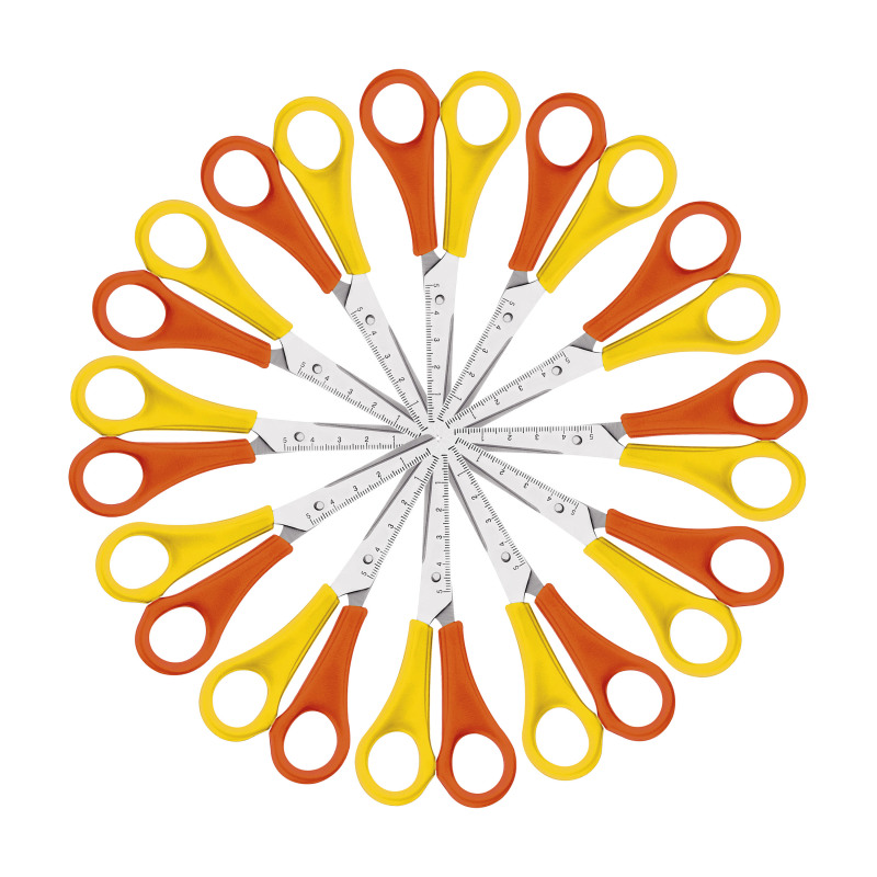 Westcott+Left+Handed+Scissors+130mm+Yellow%2FOrange+%28Pack+of+12%29+E-21593+00