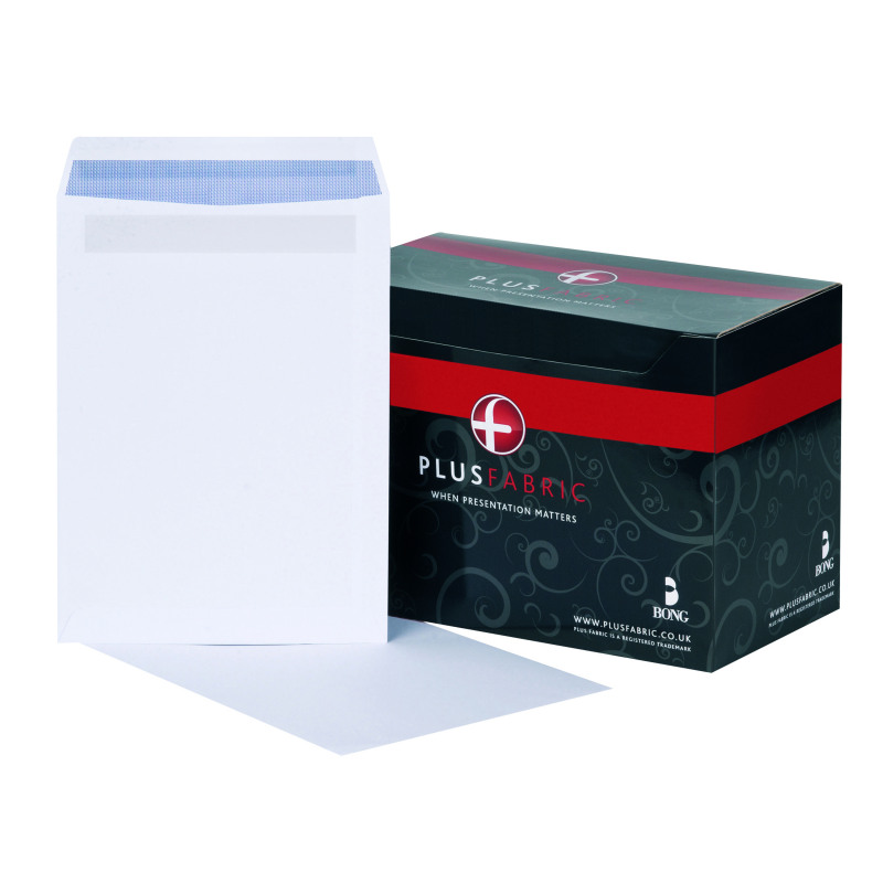 Plus+Fabric+C4+Envelope+Pocket+Self+Seal+120gsm+White+%28Pack+of+250%29+L26370
