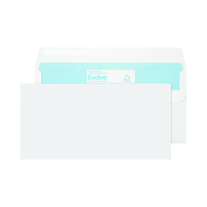 Evolve+DL+Envelope+Recycled+Wallet+Self+Seal+90gsm+White+%28Pack+of+1000%29+RD7882