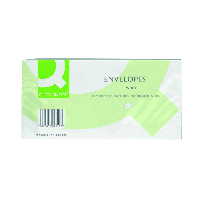 Q-Connect+DL+Envelopes+Wallet+Window+Peel+and+Seal+100gsm+White+%28Pack+of+500%29+KF03000