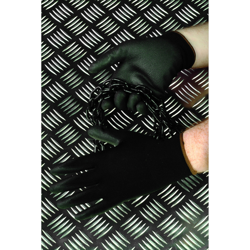 Polyco+GH100+PU+Coated+Nylon+Gloves+Size+9+1+Pair+Black+GH0009