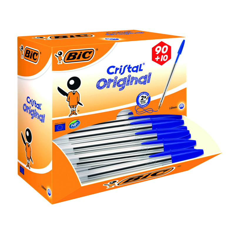 Bic+Cristal+Ballpoint+Pen+Medium+Blue+%28100+Pack%29+896039