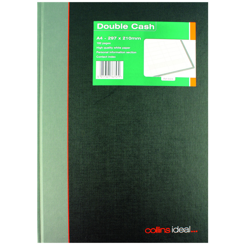 Ideal+A4+Cashbook+Casebound+Double+Cash+192+Pages+Black+6424