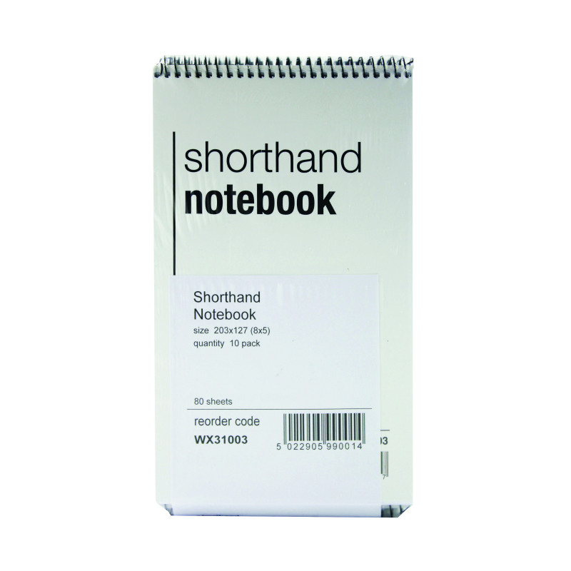 Spiral+Shorthand+Notepad+80+Leaf+%28Pack+of+10%29+WX31003