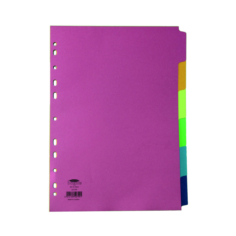Concord+Divider+6-Part+A4+160gsm+Bright+Assorted+50799