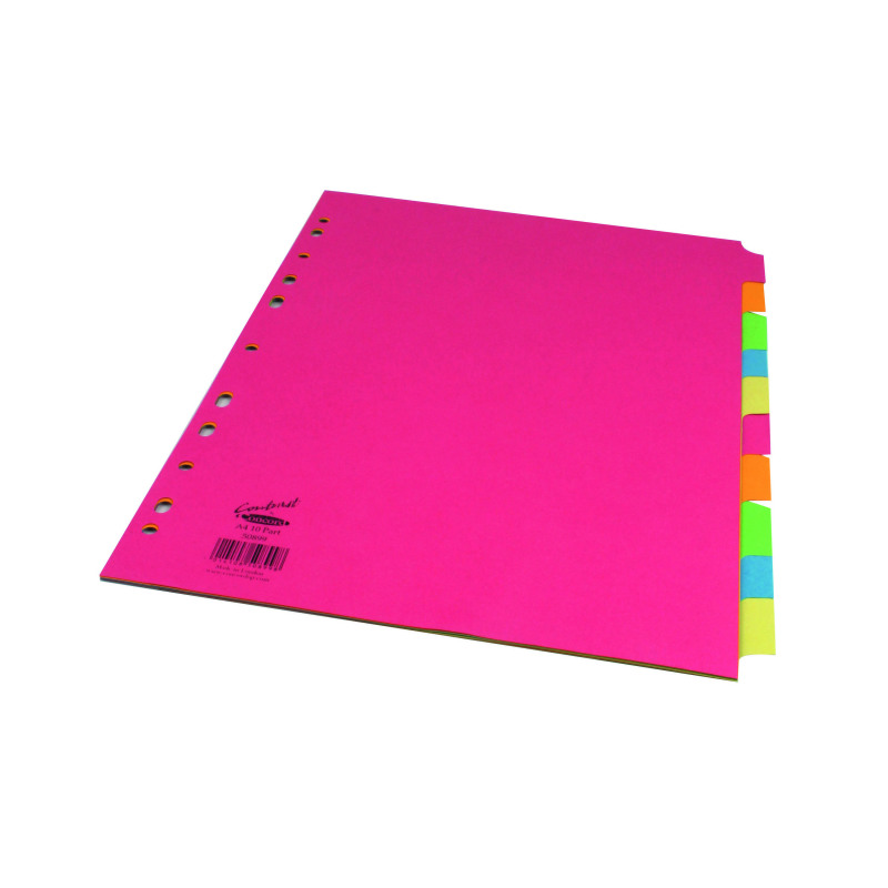 Concord+Divider+10-Part+A4+160gsm+Bright+Assorted+50899