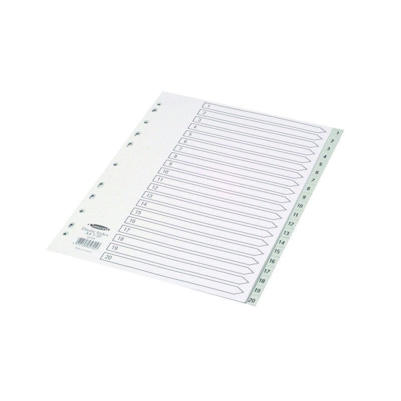 Concord+20-Part+1-20+Index+Polypropylene+A4+Grey+62705