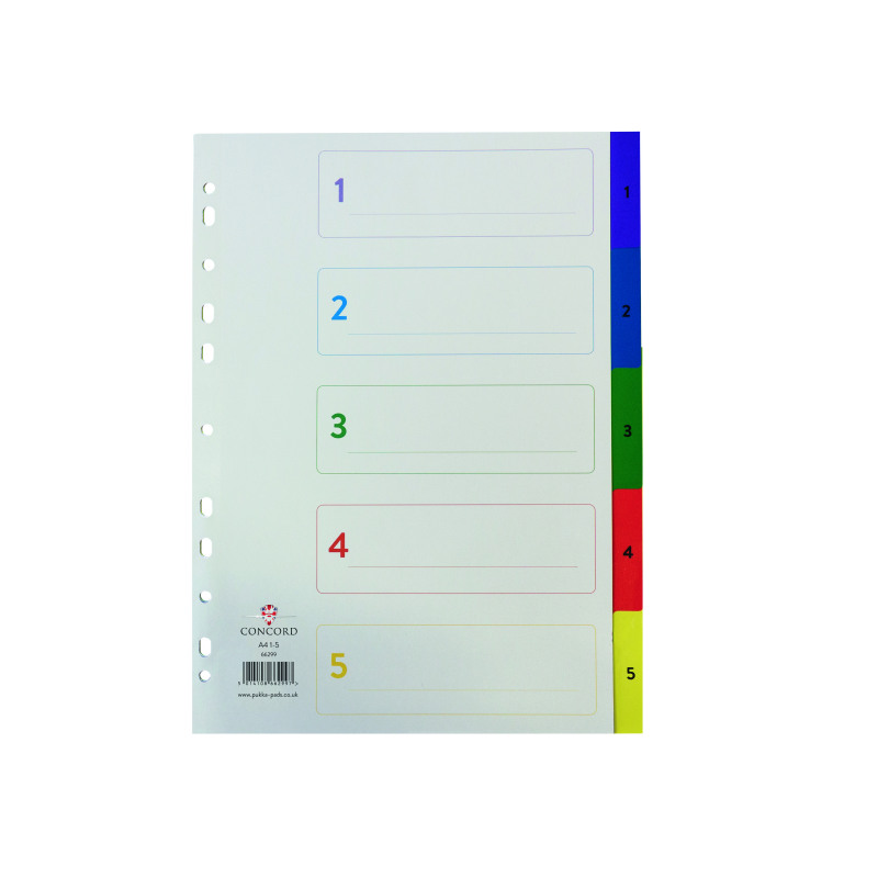 Concord+1-5+Index+Polypropylene+Multicoloured+A4+66299