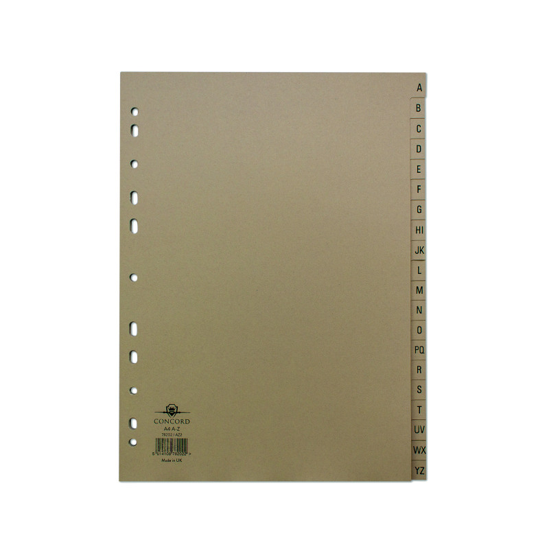 Concord+Index+A-Z+20-Part+A4+Kraft+Manilla+Buff+78202%2FAZ2