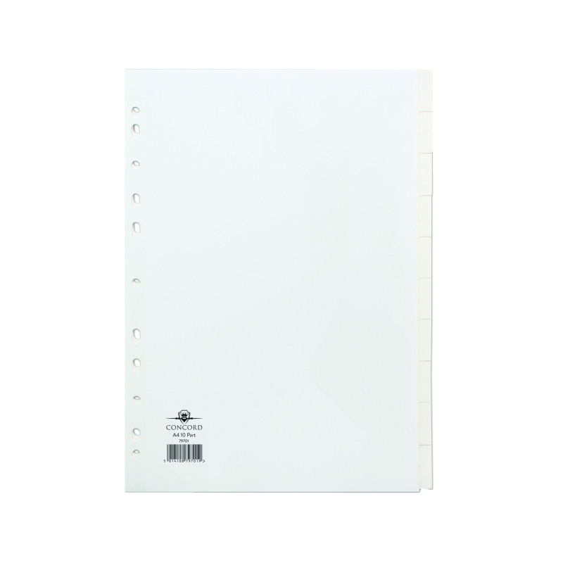 Concord+Divider+10-Part+A4+150gsm+White+79701