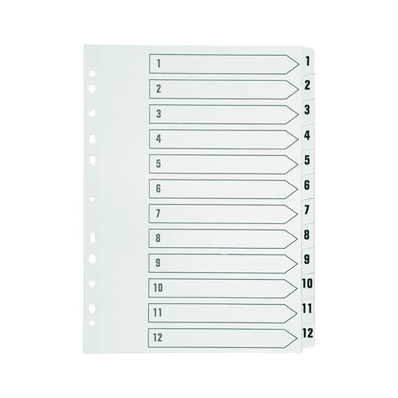 Q-Connect+1-12+Index+Multi-punched+Polypropylene+White+A4+KF01354