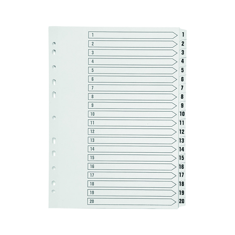 Q-Connect+1-20+Index+Multi-punched+Polypropylene+White+A4+KF01356