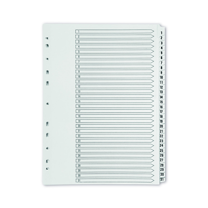 Q-Connect+1-31+Index+Multi-punched+Polypropylene+White+A4+KF01357