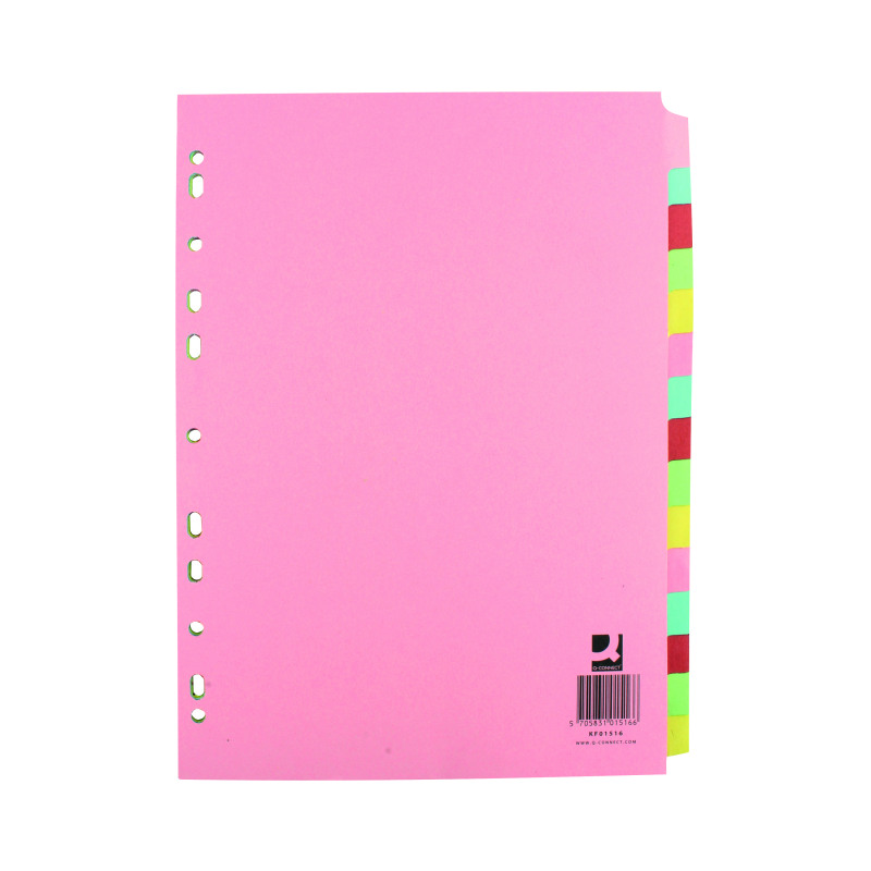 Q-Connect+15-Part+Subject+Divider+Multi-Punched+A4+%28Pack+of+10%29+KF01516Q