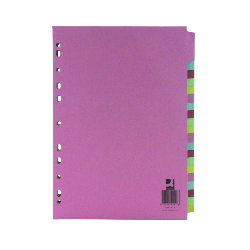 Q-Connect+20-Part+Subject+Divider+Multi-punched+A4+KF01517