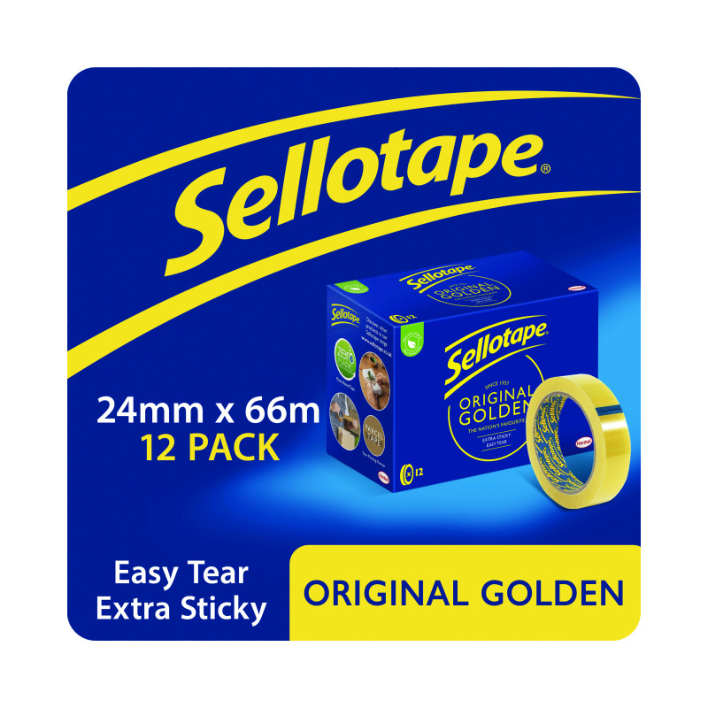 Sellotape+Original+Golden+Tape+24mmx66m+%2812+Pack%29+1443268