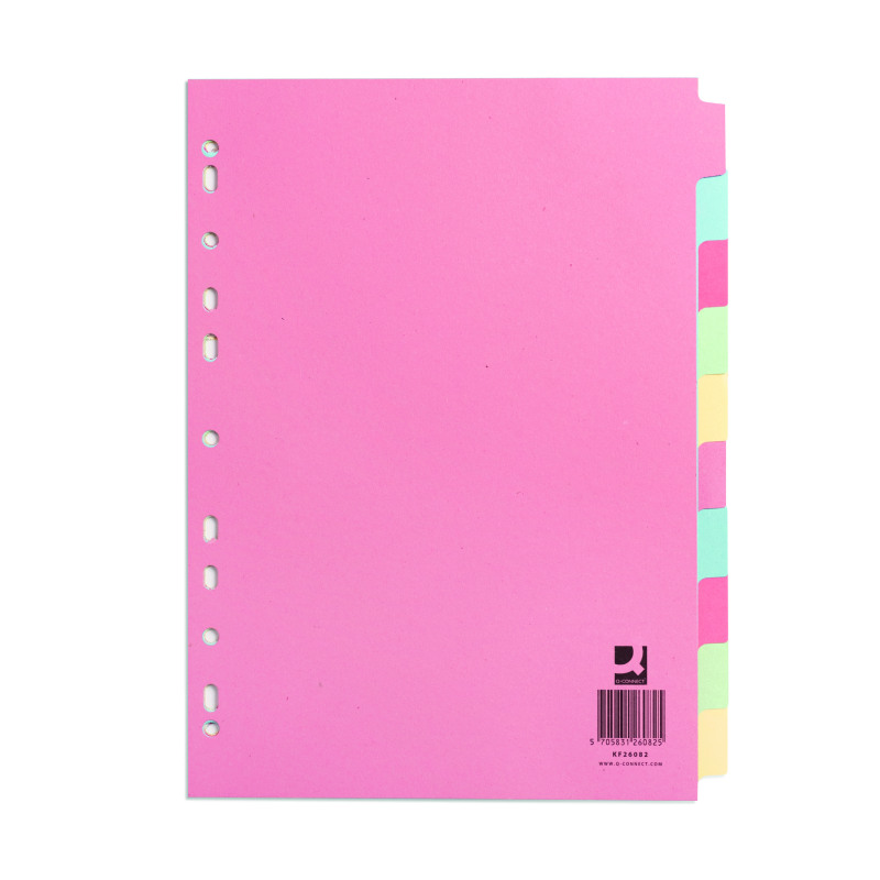 Q-Connect+10-Part+Subject+Divider+Multi-Punched+A4+KF26082