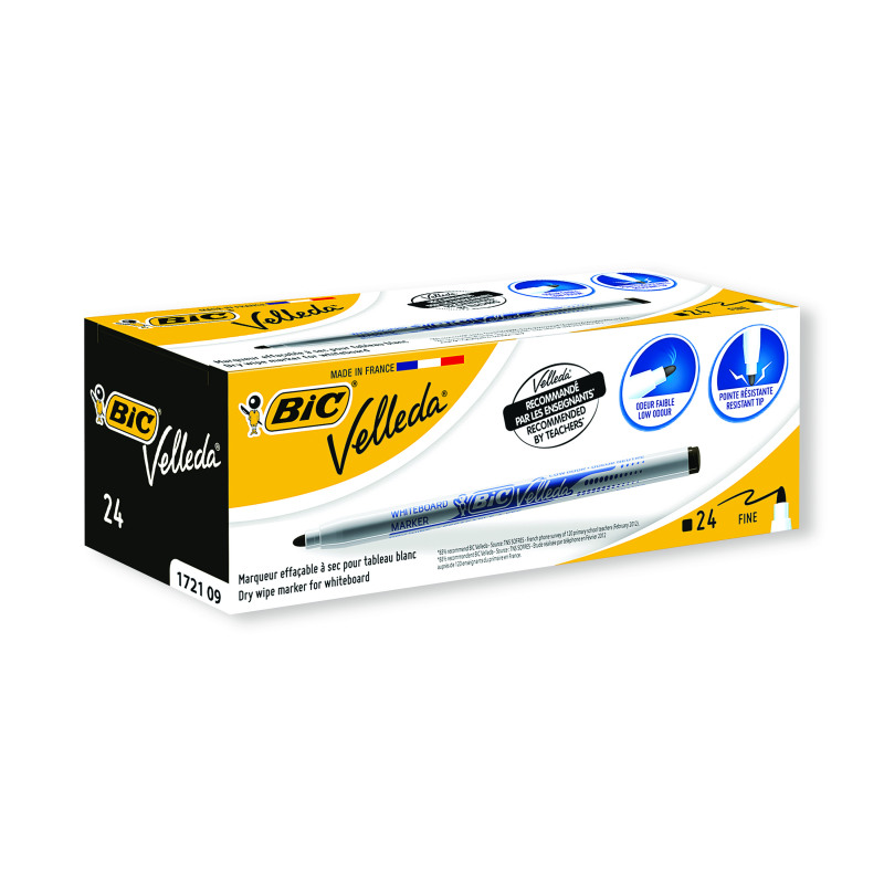 Bic+Velleda+1721+Whiteboard+Marker+Fine+Black+%28Pack+of+24%29+841842