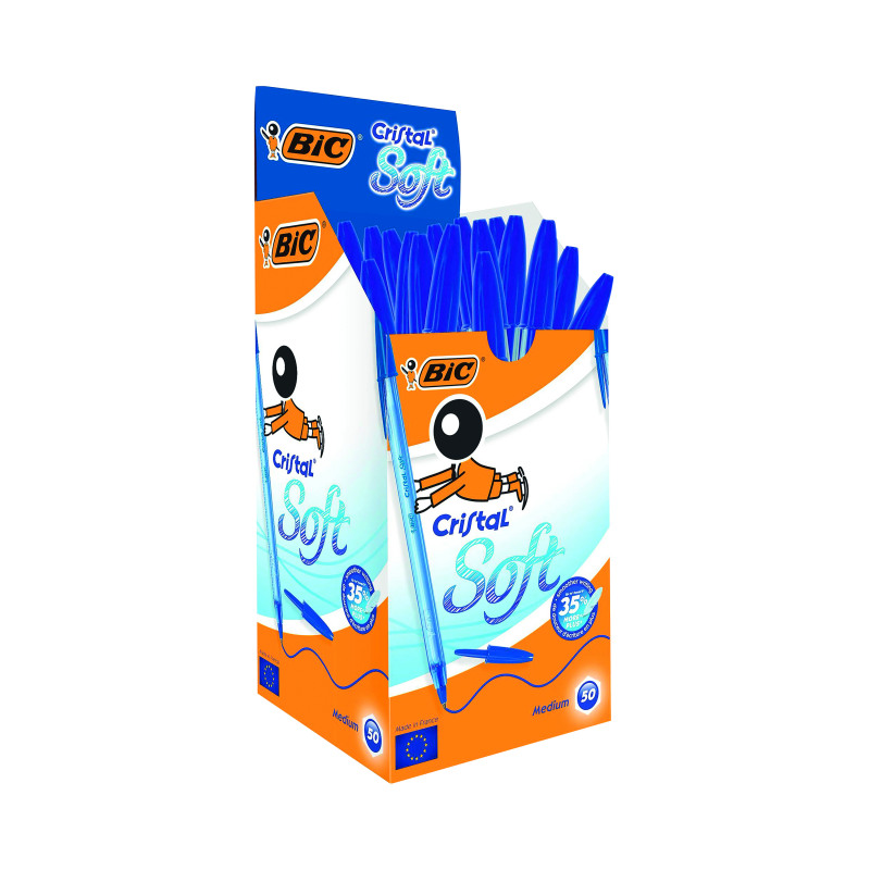 Bic+Cristal+Soft+Ballpoint+Pen+Medium+Blue+%2850+Pack%29+951434