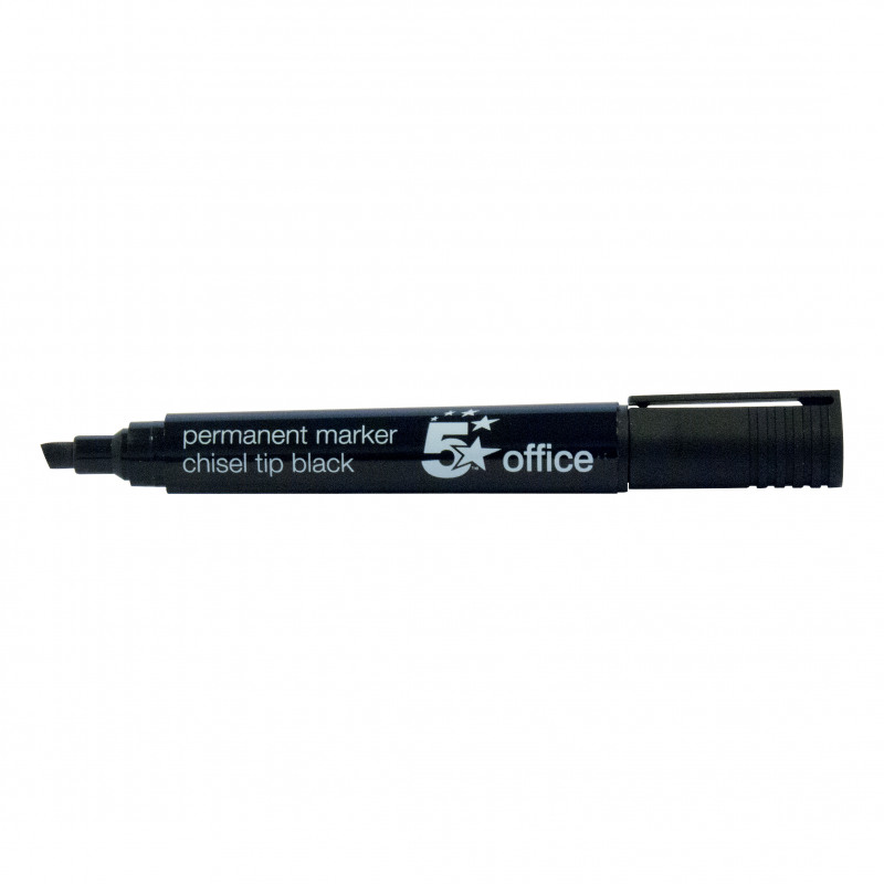 5+Star+Office+Permanent+Marker+Xylene%2FToluene-free+Smear+Proof+Chisel+Tip+Black+%28Pack+of+12%29