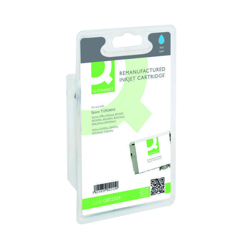 Q-Connect+Epson+T1292+Remanufactured+Inkjet+Cartridge+Cyan+T129240-COMP