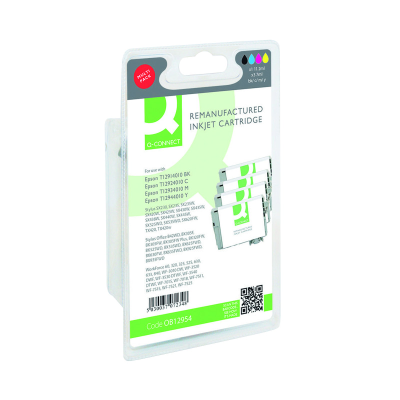 Q-Connect+Epson+T1291%2F2%2F3%2F4+Remanufactured+Inkjet+Cartridge+CMYK+Multipack+T129540-COMP