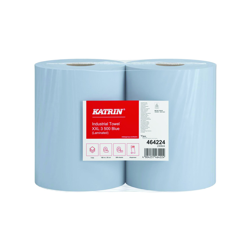 Katrin+Classic+Industrial+Hand+Towel+Roll+Blue+500+Sheets+%28Pack+of+2%29+464224