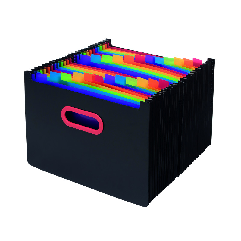 Snopake+24+Part+Desk+Expander+A4+Rainbow%2FBlack+15852