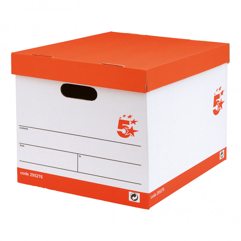 5+Star+Office+Storage+Box%2FLid+Self-Assembly+321x392x291mm+Red%2FWhite+%28Pack+of+10%29