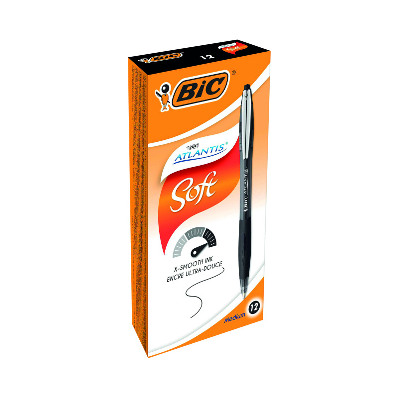 Bic+Atlantis+Premium+Ballpoint+Pen+Medium+Black+%28Pack+of+12%29+902133