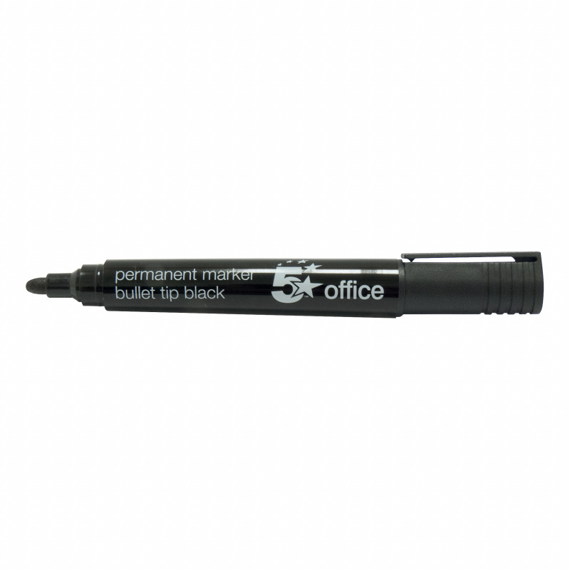 5+Star+Office+Permanent+Marker+Xylene%2FToluene-free+Smear+Proof+Bullet+Tip+Black+%28Pack+of+12%29