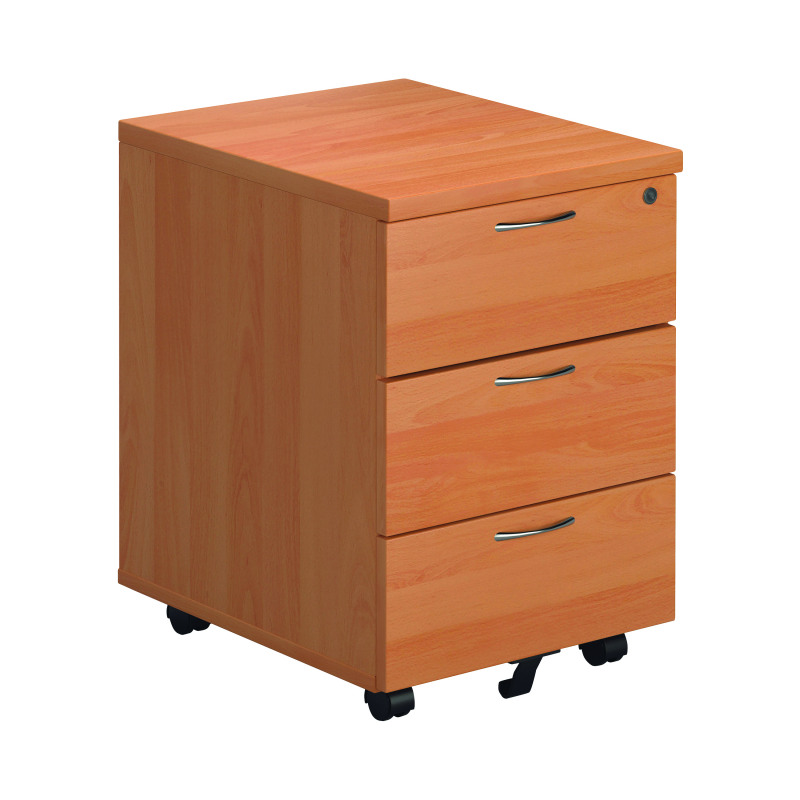 First+3+Drawer+Mobile+Pedestal+400x500x595mm+Beech+KF79991