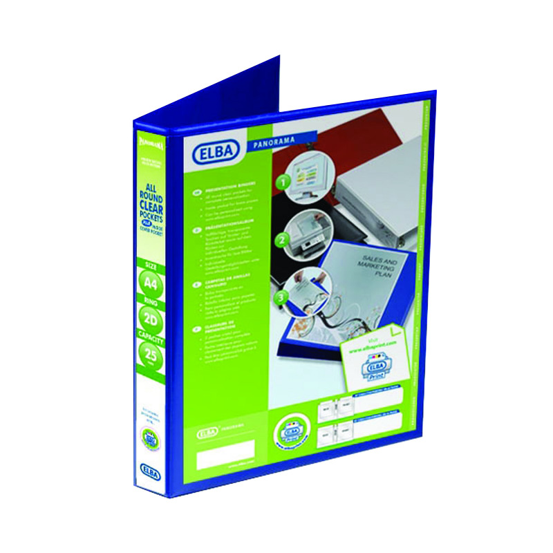 Elba+Panorama+25mm+2+D-Ring+Presentation+Binder+A4+Blue+%286+Pack%29+400008412