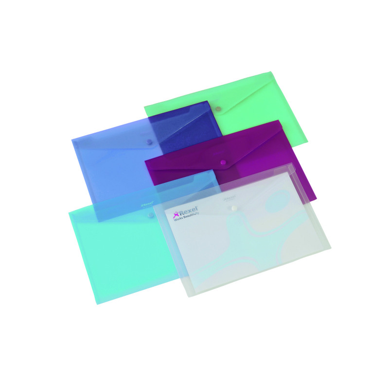 Rexel+Popper+Folder+A4+Clear+Assorted+%28Pack+of+6%29+16129AS