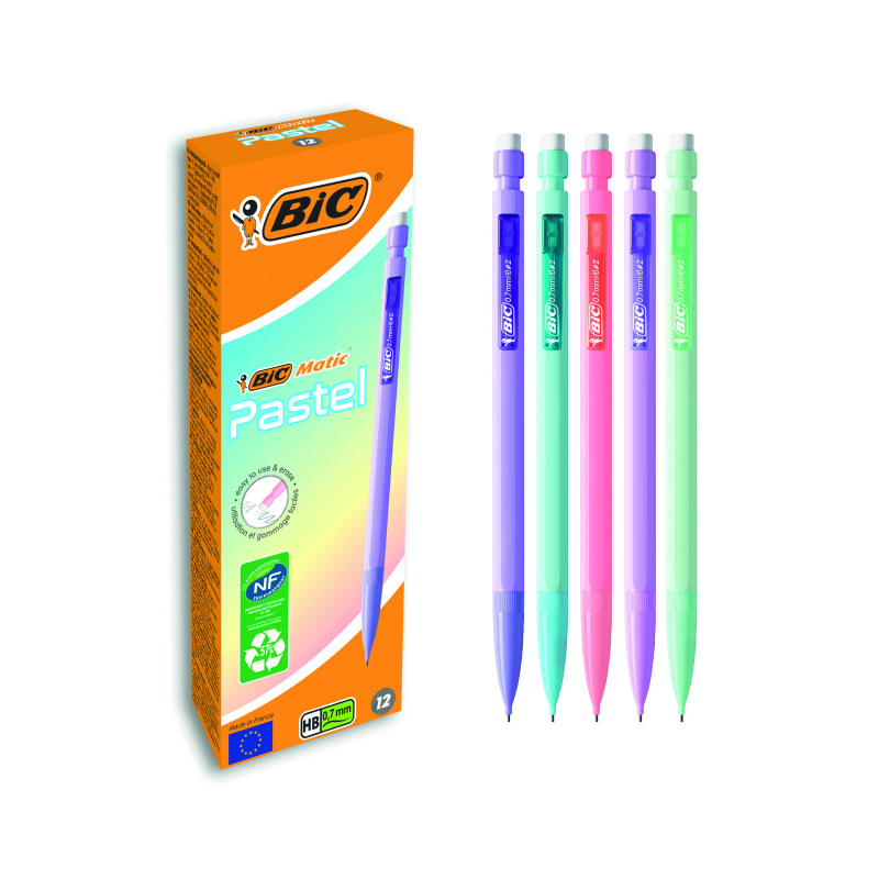 Bic+Matic+Mechanical+Pencil+0.7+Pastel+%28Pack+of+12%29+511060