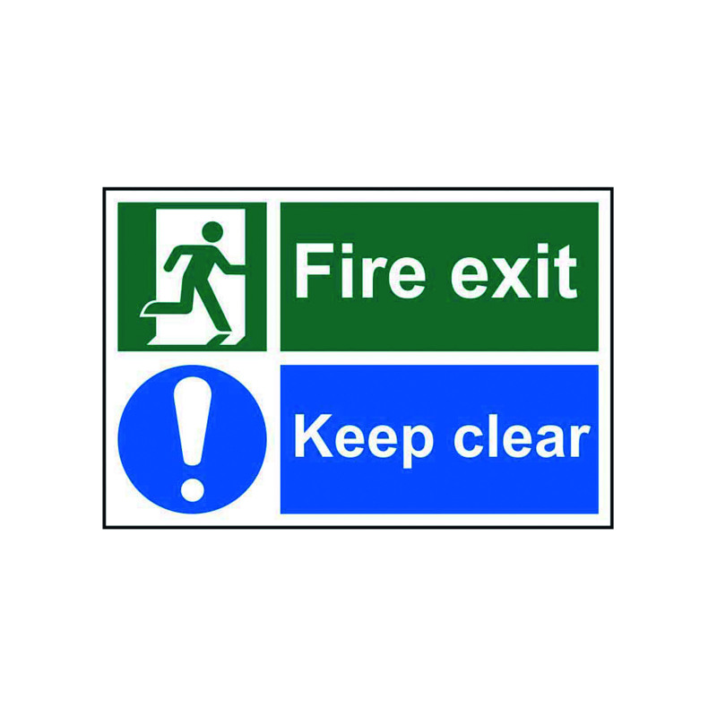 Spectrum+Industrial+Fire+Exit+Keep+Clear+S%2FA+PVC+Sign+300x200mm+1540
