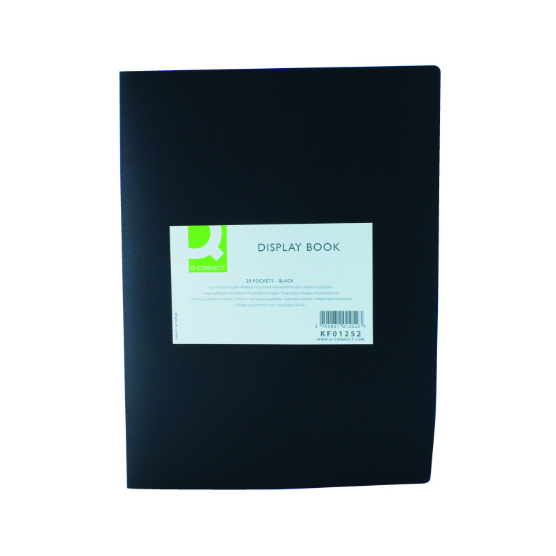 Q-Connect+Polypropylene+Display+Book+20+Pocket+Black+KF01252