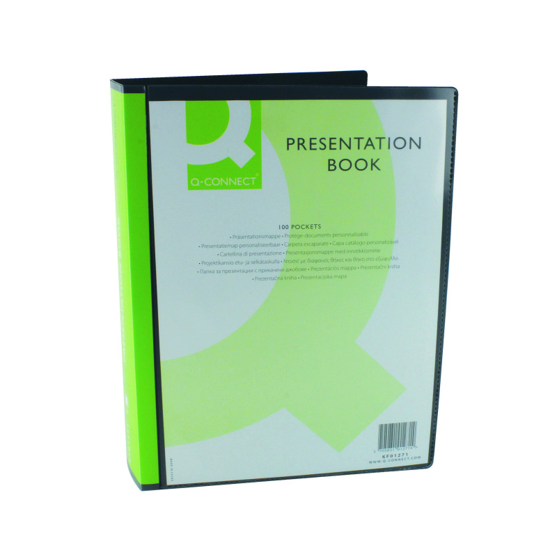Q-Connect+Presentation+Display+Book+100+Pocket+A4+Black+KF01271