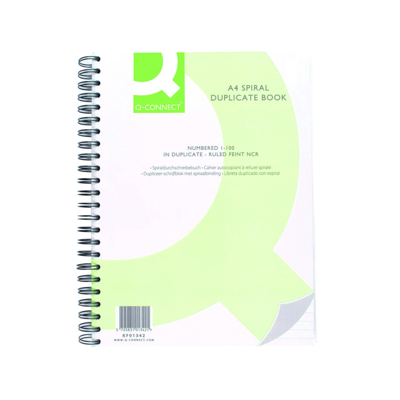 Q-Connect+Feint+Ruled+Wirebound+Duplicate+Book+A4+KF01342