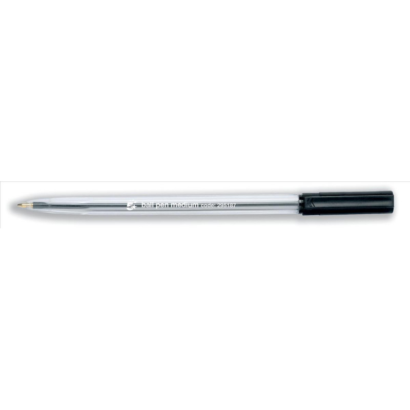 5+Star+Office+Ball+Pen+Clear+Barrel+Medium+1.0mm+Tip+0.7mm+Line+Black+%28Pack+of+50%29
