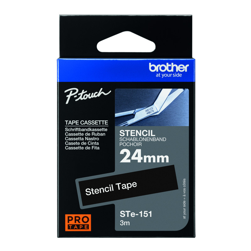 Brother+P-Touch+Stencil+Tape+Cassette+24mm+x+3m+Black+STE-151