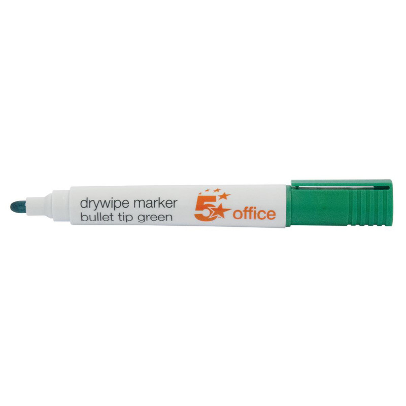 5+Star+Office+Drywipe+Marker+Xylene%2FToluene-free+Bullet+Tip+3mm+Line+Green+%28Pack+of+12%29
