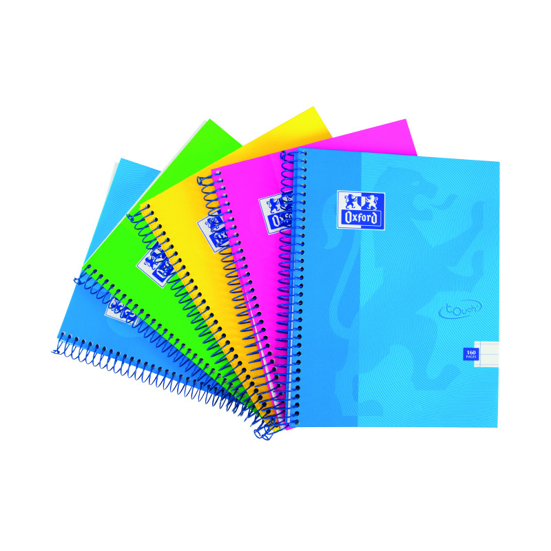 Oxford+Touch+Wirebound+Hardback+Notebook+A5+Assorted+%285+Pack%29+400110083