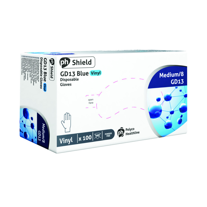 Shield+Powder-Free+Vinyl+Gloves+Medium+Blue+%28100+Pack%29+GD13