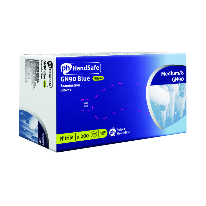 HandSafe+Powder-Free+Nitrile+Gloves+Medium+Blue+%28Pack+of+200%29+GN90