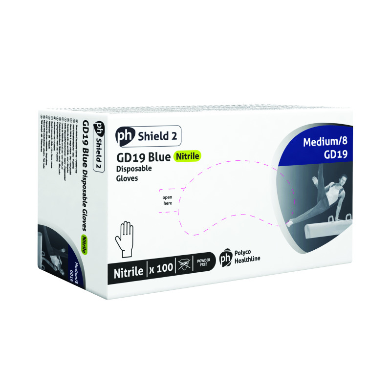 Shield+Powder-Free+Nitrile+Gloves+Medium+Blue+%28100+Pack%29+GD19